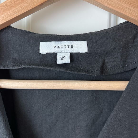 MAETTE / STELLA & DOT MALLORY WRAP DRESS, Black eyelet ruffle sleeves size XS - Picture 6 of 6